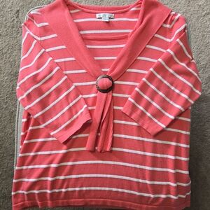 Christopher & Banks Striped Coral Sweater XL